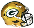Brett Favre Signed Green Bay Packers Chrome Riddell Full Size Replica Speed Helmet - FAVREP301 - Brett Favre Signed Green Bay Packers Chrome Riddell Full Size Replica Speed Helmet product image