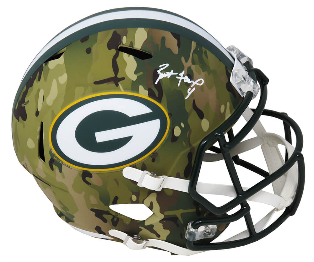 Brett Favre Signed Green Bay Packers CAMO Riddell Full Size Speed Replica Helmet (Favre Holo) - FAVREP311 - Brett Favre Signed Green Bay Packers CAMO Riddell Full Size Speed Replica Helmet (Favre Holo) product image