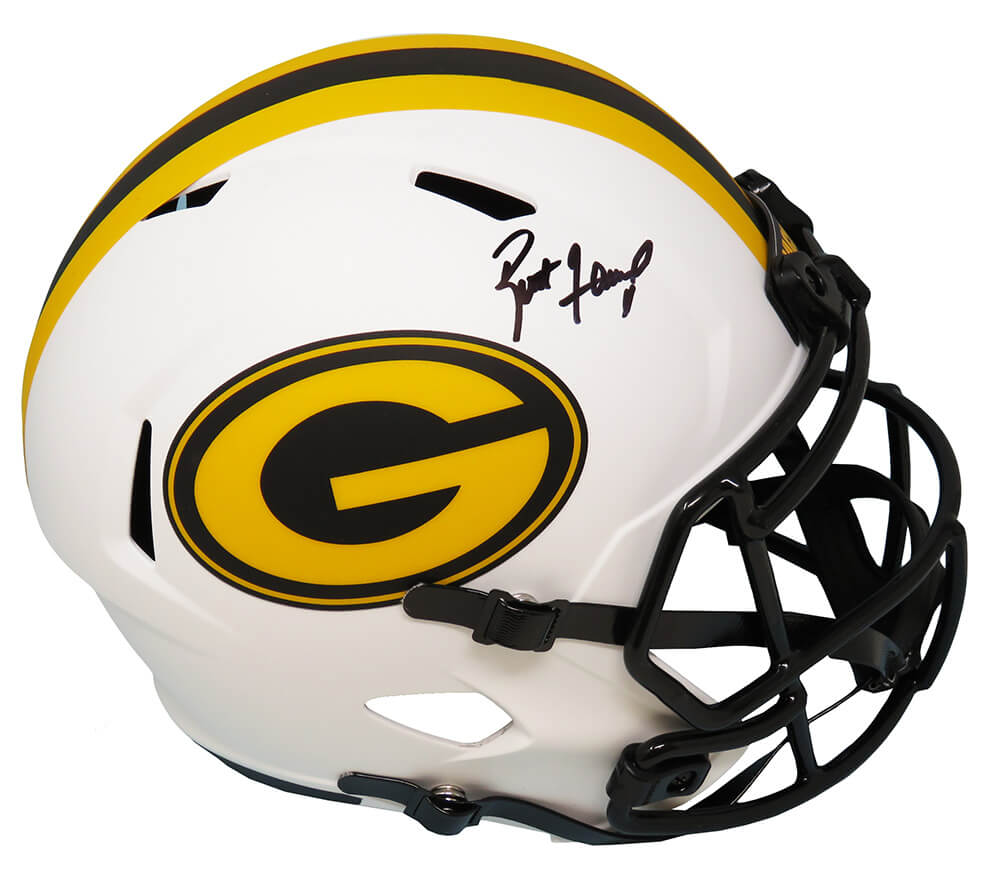 Brett Favre Signed Green Bay Packers Lunar Eclipse White Matte Riddell Full Size Speed Replica Helmet - FAVREP312 - Brett Favre Signed Green Bay Packers Lunar Eclipse White Matte Riddell Full Size Speed Replica Helmet product image