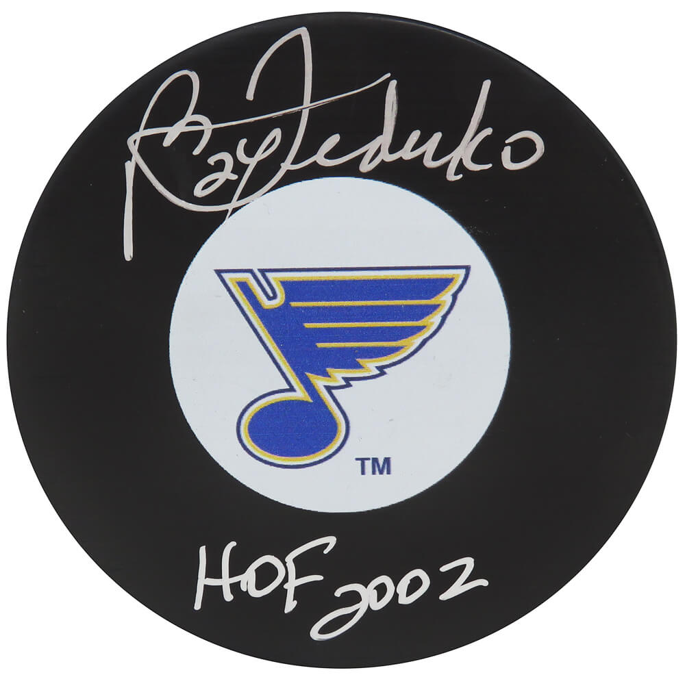 Bernie Federko Signed St Louis Blues Logo Hockey Puck w/HOF 2002 - FEDPUC401 - Bernie Federko Signed St Louis Blues Logo Hockey Puck w/HOF 2002 product image