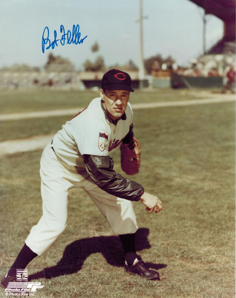 Bob Feller Signed Indians Pitching 8x10 Photo - FEL08P101 - Bob Feller Signed Indians Pitching 8x10 Photo product image