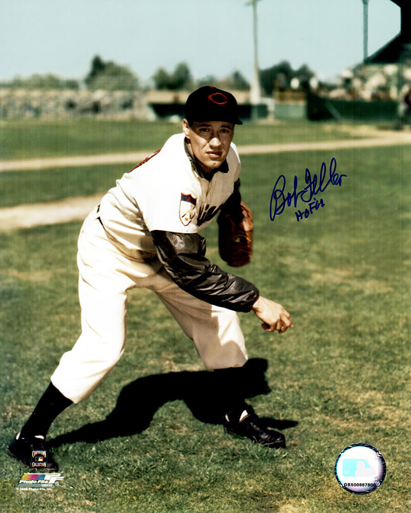 Bob Feller Signed Cleveland Indians Pitching Pose 8x10 Photo w/HOF'62 - FEL08P105 - Bob Feller Signed Cleveland Indians Pitching Pose 8x10 Photo w/HOF'62 product image