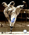 Bob Feller Signed Cleveland Indians B&W Pitching Leg Raised 8x10 Photo w/HOF'62 - FEL08P108 - Bob Feller Signed Cleveland Indians B&W Pitching Leg Raised 8x10 Photo w/HOF'62 product image
