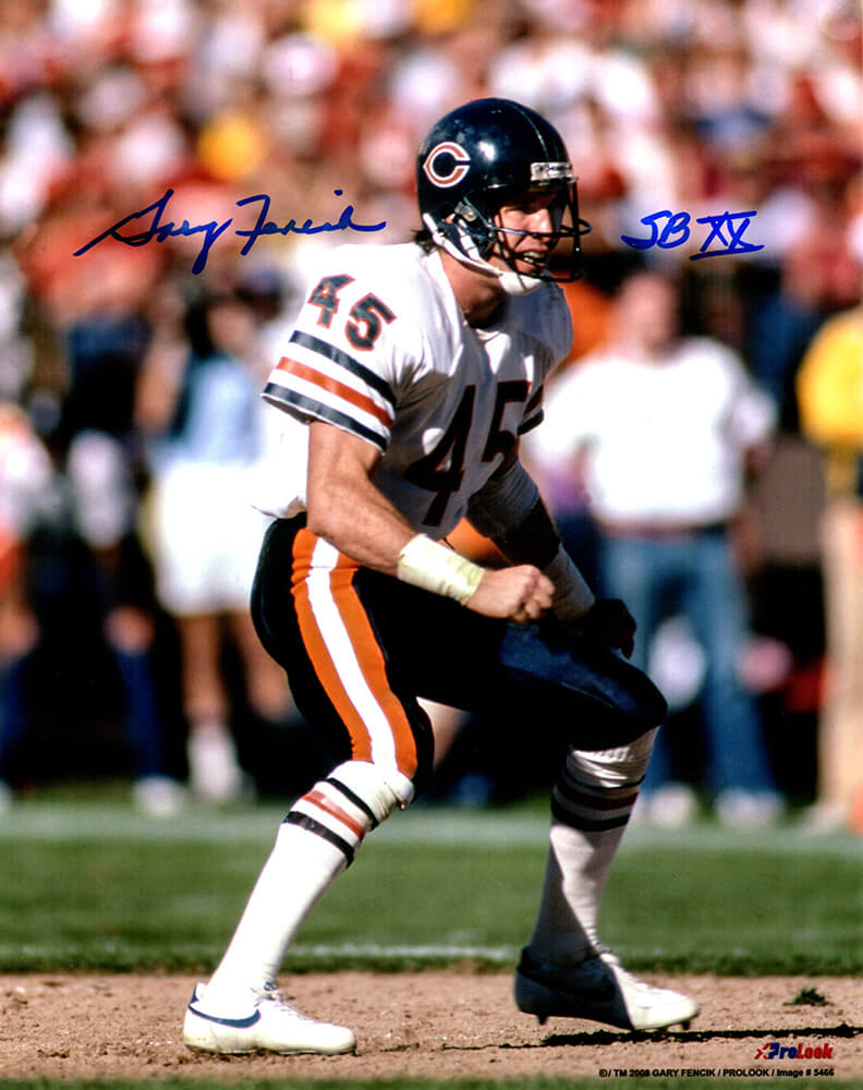 Gary Fencik Signed Chicago Bears White Jersey Action 8x10 Photo w/SB XX - FEN08P302 - Gary Fencik Signed Chicago Bears White Jersey Action 8x10 Photo w/SB XX product image
