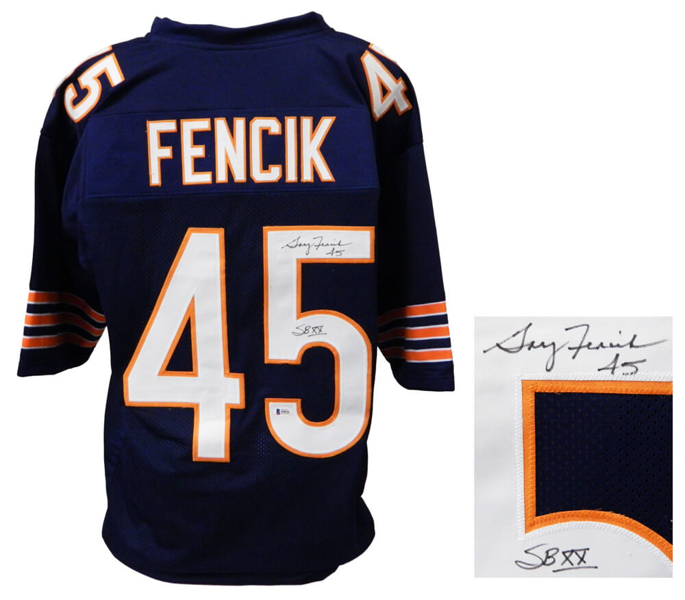 Gary Fencik Signed Navy Custom Throwback Jersey w/SB XX - FENJRY300 - Gary Fencik Signed Navy Custom Throwback Jersey w/SB XX product image
