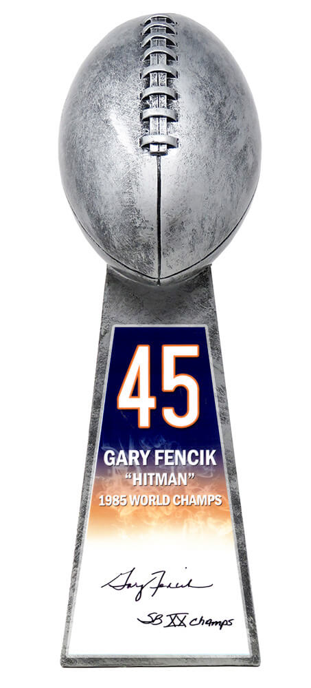 Gary Fencik Signed Football World Champion 15 Inch Replica Silver Trophy - FENTRO300 - Gary Fencik Signed Football World Champion 15 Inch Replica Silver Trophy product image