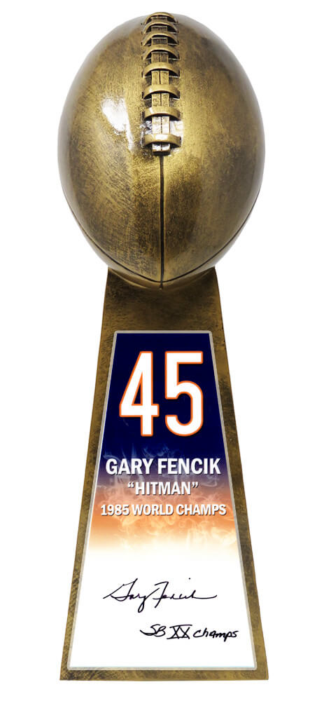Gary Fencik Signed Football World Champion 15 Inch Replica Gold Trophy - FENTRO301 - Gary Fencik Signed Football World Champion 15 Inch Replica Gold Trophy product image