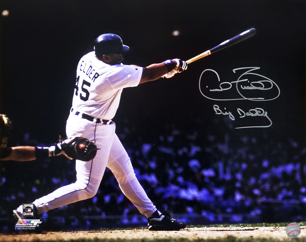 Cecil Fielder Signed Detroit Tigers Swinging Action 16x20 Photo w/Big Daddy - FIE16P104 - Cecil Fielder Signed Detroit Tigers Swinging Action 16x20 Photo w/Big Daddy product image
