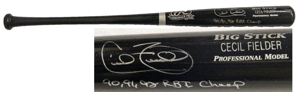 Cecil Fielder Signed Black Name Engraved Big Stick Bat w/90,91,92 RBI Champ - FIEBAT101 - Cecil Fielder Signed Black Name Engraved Big Stick Bat w/90,91,92 RBI Champ product image