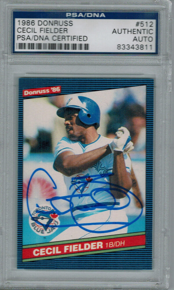 Cecil Fielder Signed Toronto Blue Jays 1986 Donruss Rookie Card #512 PSA/DNA - FIECAR101 - Cecil Fielder Signed Toronto Blue Jays 1986 Donruss Rookie Card #512 PSA/DNA product image