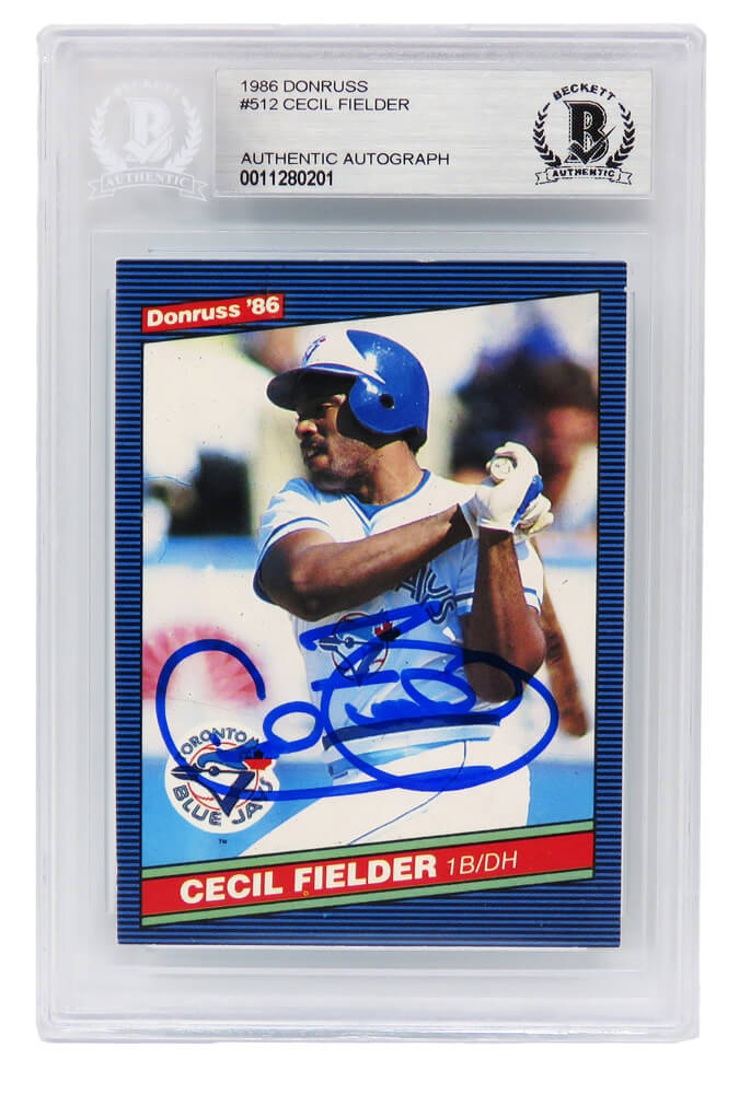 Cecil Fielder Signed Toronto Blue Jays 1986 Donruss Baseball Rookie Card #512 - (Beckett Encapsulated) - FIECAR102 - Cecil Fielder Signed Toronto Blue Jays 1986 Donruss Baseball Rookie Card #512 - (Beckett Encapsulated) product image