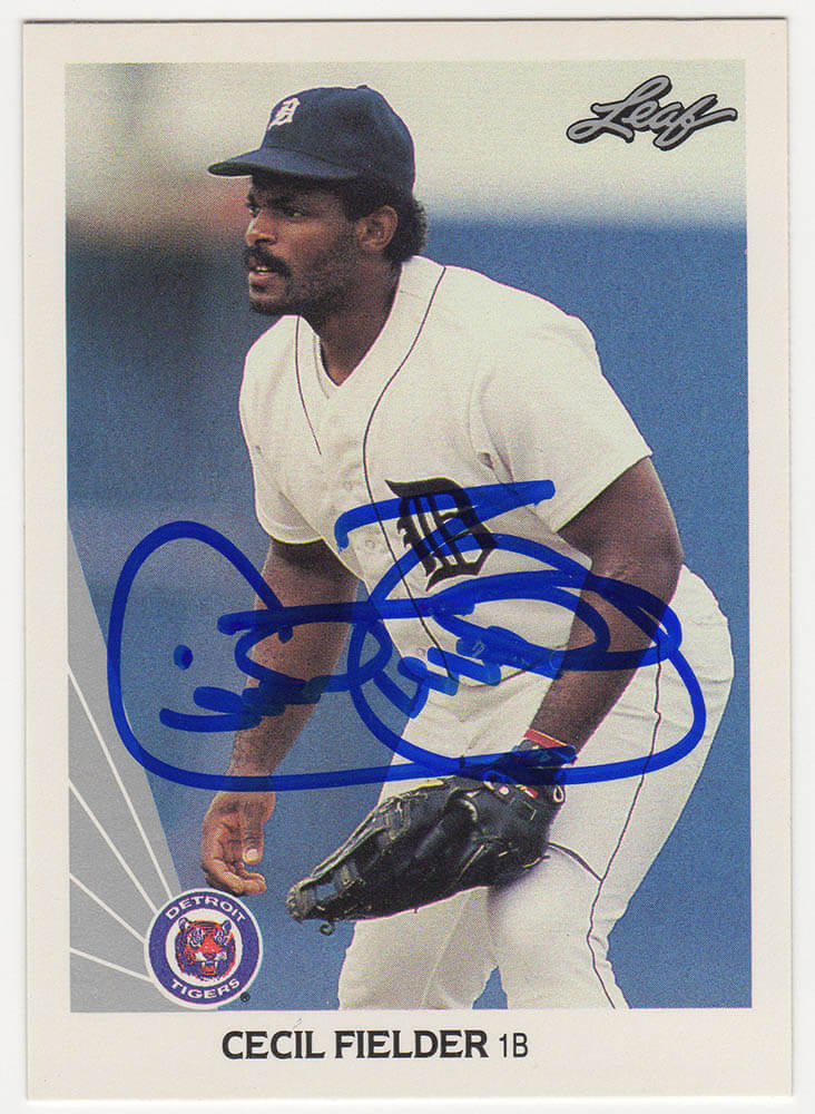 Cecil Fielder Signed Detroit Tigers 1990 Leaf Baseball Trading Card #165 - FIECAR110 - Cecil Fielder Signed Detroit Tigers 1990 Leaf Baseball Trading Card #165 product image