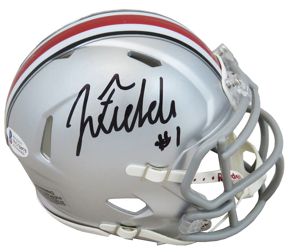 Justin Fields Signed Ohio State Riddell Speed Mini Helmet (Beckett) - FIEMIN300 - Justin Fields Signed Ohio State Riddell Speed Mini Helmet (Beckett) product image