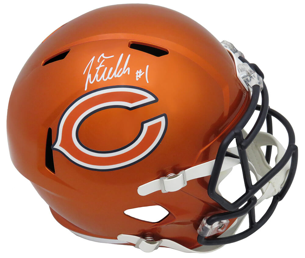 Justin Fields Signed Chicago Bears FLASH Riddell Full Size Speed Replica Helmet (Beckett) - FIEREP302 - Justin Fields Signed Chicago Bears FLASH Riddell Full Size Speed Replica Helmet (Beckett) product image