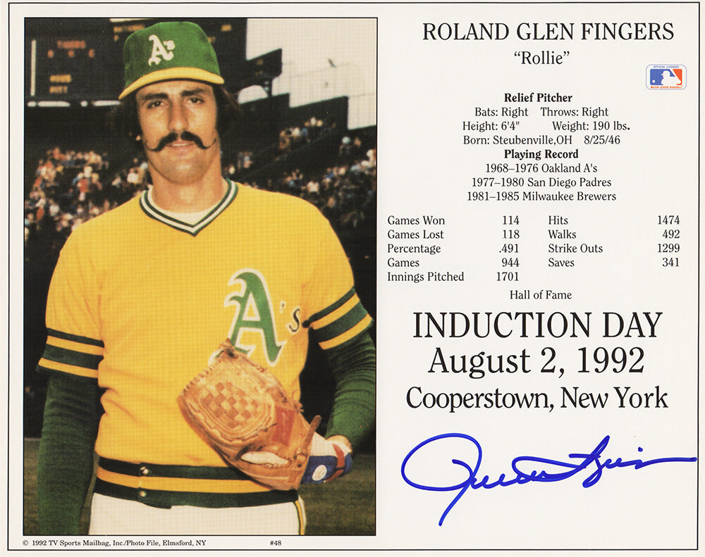 Rollie Fingers Signed Oakland A's Hall of Fame Induction Day 8x10 Photo - FIN08P107 - Rollie Fingers Signed Oakland A's Hall of Fame Induction Day 8x10 Photo product image