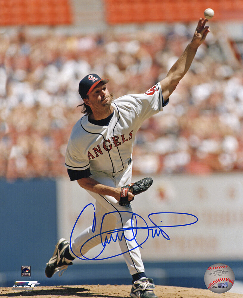 Chuck Finley Signed Angels White Jersey Pitching 8x10 Photo - FIN08P120 - Chuck Finley Signed Angels White Jersey Pitching 8x10 Photo product image