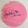 Jennie Finch Signed Pink Breast Cancer Logo Softball w/04 Gold - FINBSB110 - Jennie Finch Signed Pink Breast Cancer Logo Softball w/04 Gold product image