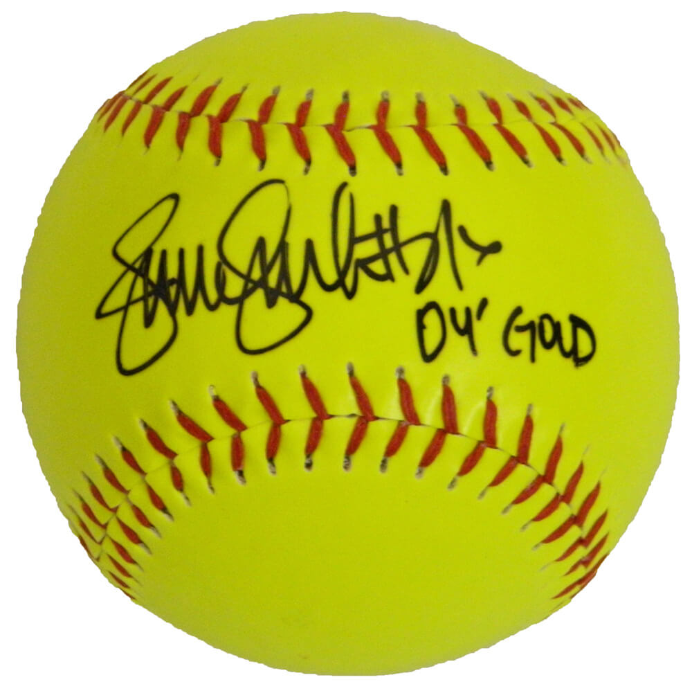 Jennie Finch Signed Yellow Baden Softball w/04 Gold - FINBSB112 - Jennie Finch Signed Yellow Baden Softball w/04 Gold product image