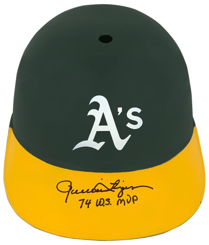 Rollie Fingers Signed Oakland A's Souvenir Replica Batting Helmet w/74 WS MVP - FINBTH101 - Rollie Fingers Signed Oakland A's Souvenir Replica Batting Helmet w/74 WS MVP product image