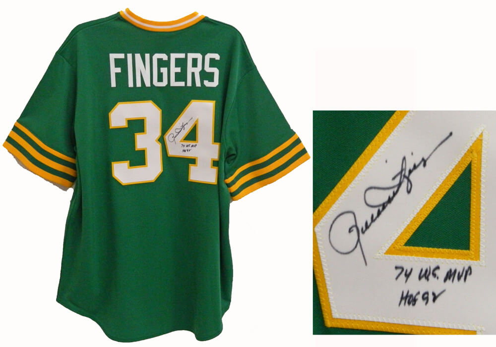 Rollie Fingers Signed A's Majestic Cooperstown Collection Jersey w/HOF'92 & '74 WS MVP - FINJRY100 - Rollie Fingers Signed A's Majestic Cooperstown Collection Jersey w/HOF'92 & '74 WS MVP product image