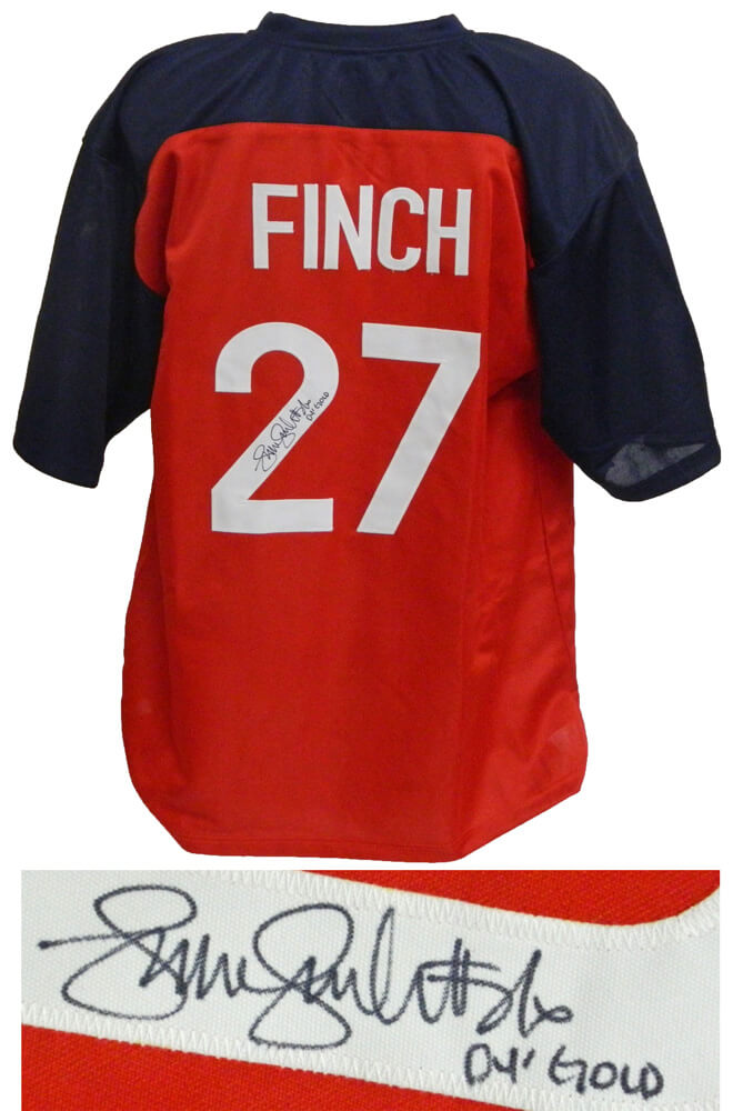 Jennie Finch Signed Team USA Red Custom Jersey w/04 Gold - FINJRY111 - Jennie Finch Signed Team USA Red Custom Jersey w/04 Gold product image