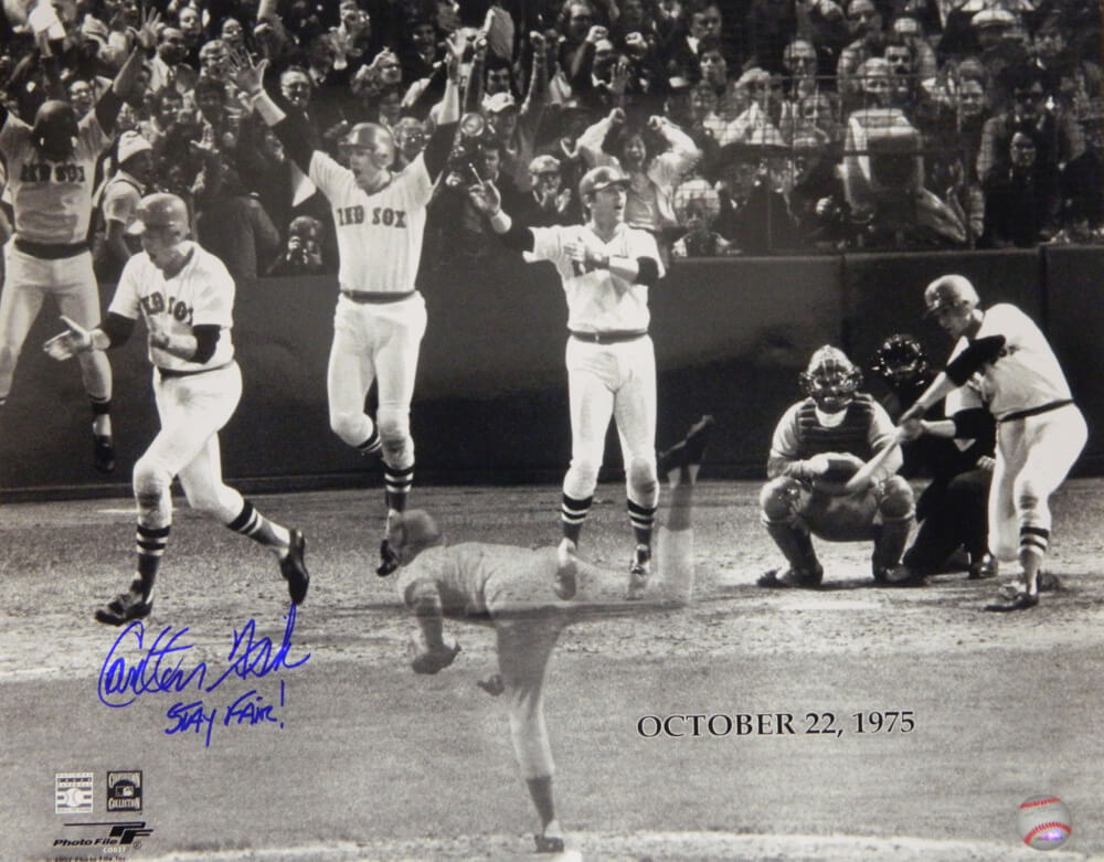 Carlton Fisk Signed Red Sox 1975 WS Game 6 HR Multi-Exposure 16x20 Photo w/Stay Fair! - FIS16P100 - Carlton Fisk Signed Red Sox 1975 WS Game 6 HR Multi-Exposure 16x20 Photo w/Stay Fair! product image
