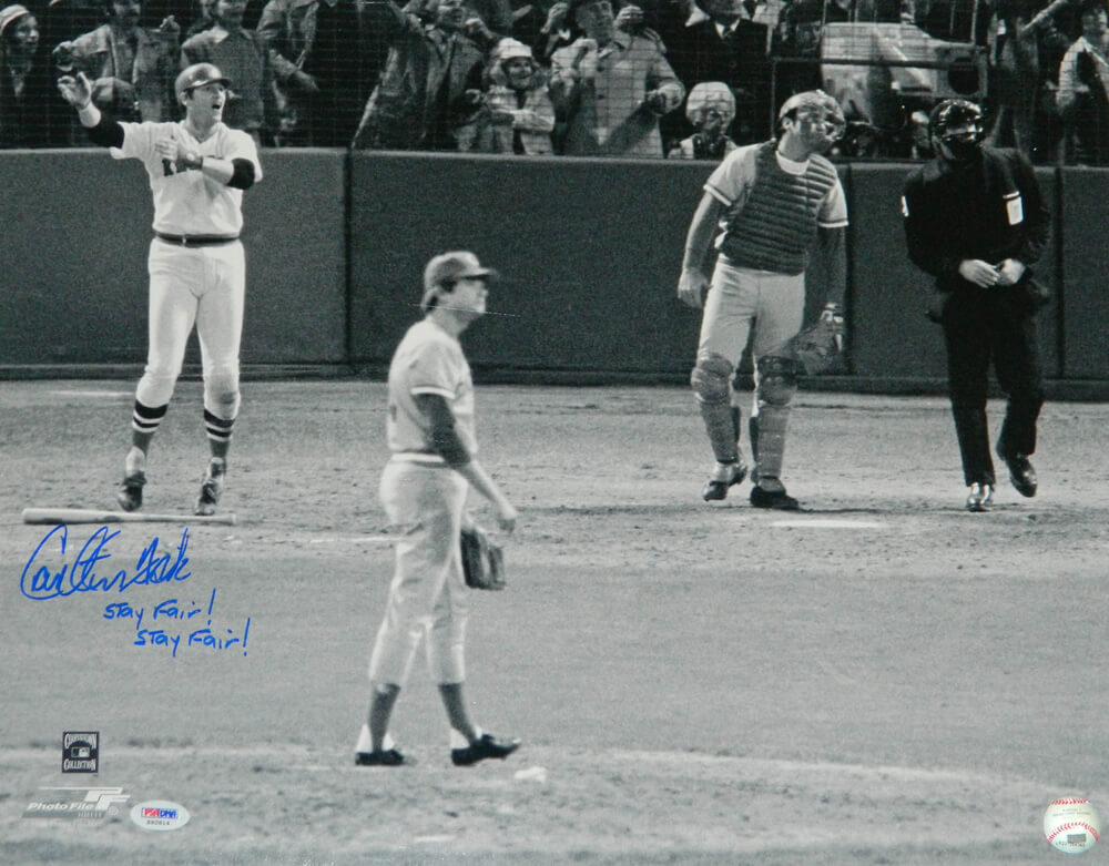 Carlton Fisk Signed Boston Red Sox 1975 World Series HR 16x20 Photo w/Stay Fair! Stay Fair! - FIS16P104 - Carlton Fisk Signed Boston Red Sox 1975 World Series HR 16x20 Photo w/Stay Fair! Stay Fair! product image