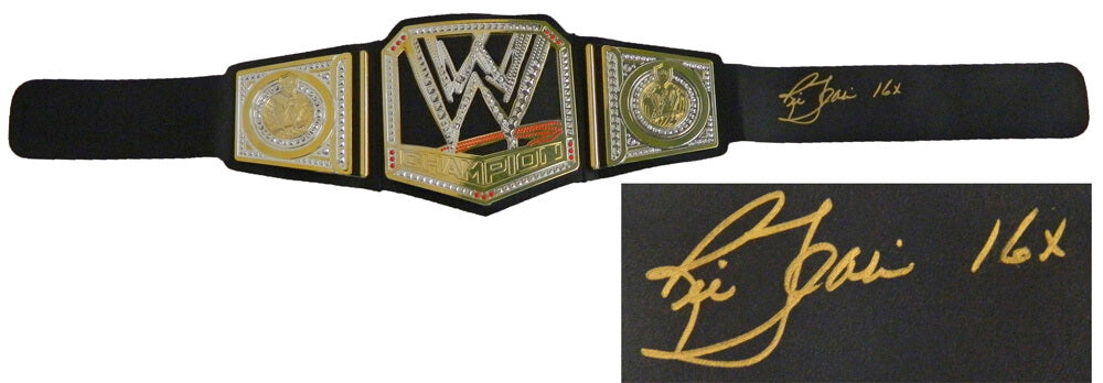 Ric Flair Signed WWE World Championship Black Replica Belt w/16x - FLABLT503 - Ric Flair Signed WWE World Championship Black Replica Belt w/16x product image