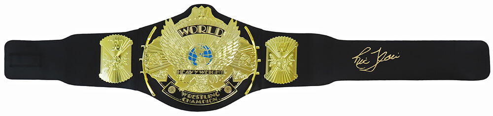 Ric Flair Signed WWE Winged Eagle World Championship Black Replica Wrestling Belt - FLABLT508 - Ric Flair Signed WWE Winged Eagle World Championship Black Replica Wrestling Belt product image