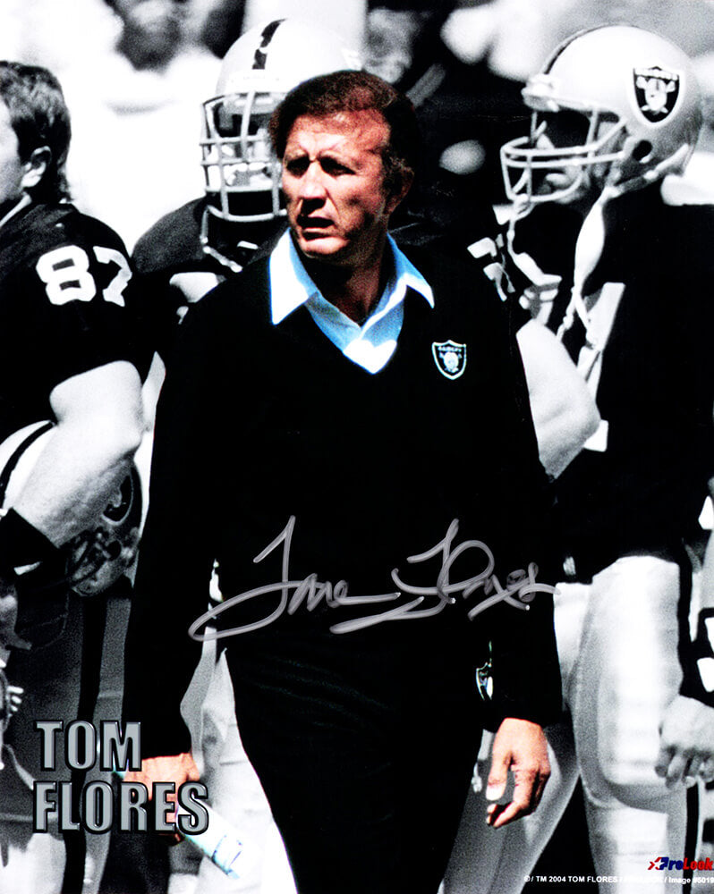 Tom Flores Signed Raiders Coaching Spotlight 8x10 Photo - FLO08P301 - Tom Flores Signed Raiders Coaching Spotlight 8x10 Photo product image