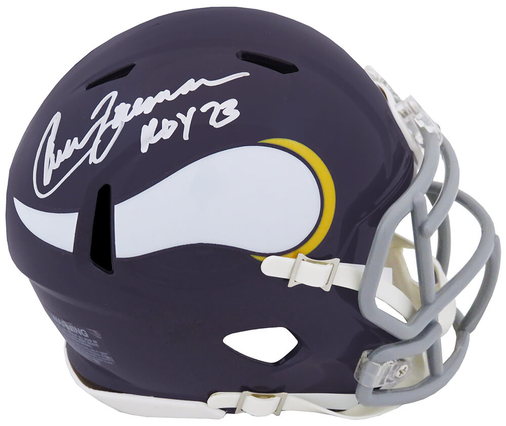 Chuck Foreman Signed Minnesota Vikings Throwback Riddell Speed Mini Helmet w/ROY'73 - FORMIN310 - Chuck Foreman Signed Minnesota Vikings Throwback Riddell Speed Mini Helmet w/ROY'73 product image