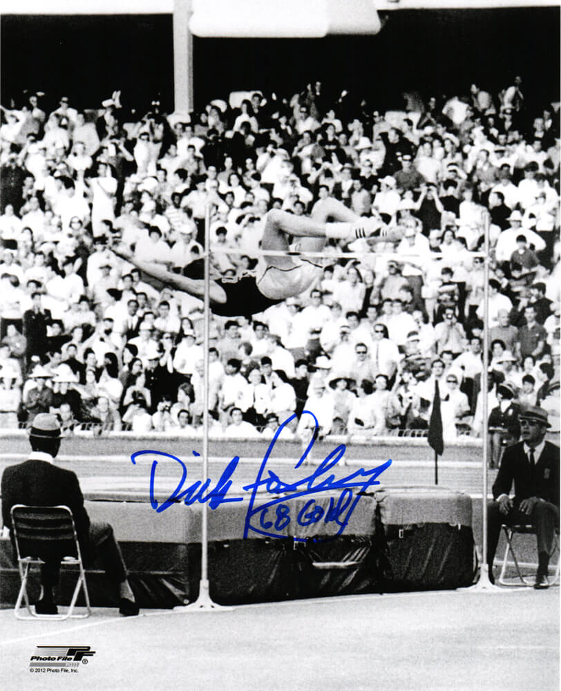Dick Fosbury Signed 1968 Olympics High Jump B&W 8x10 Photo w/68 Gold - FOS08P500 - Dick Fosbury Signed 1968 Olympics High Jump B&W 8x10 Photo w/68 Gold product image