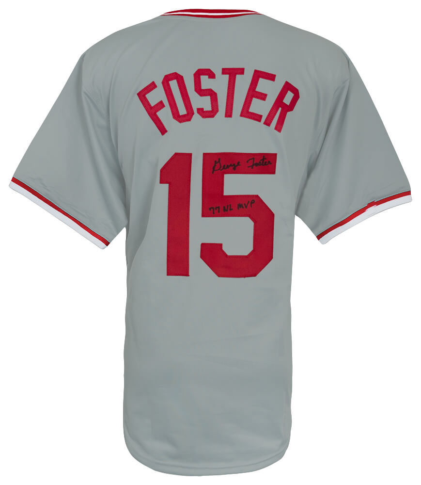 George Foster Signed Grey Custom Baseball Jersey w/77 NL MVP - FOSJRY100 - George Foster Signed Grey Custom Baseball Jersey w/77 NL MVP product image