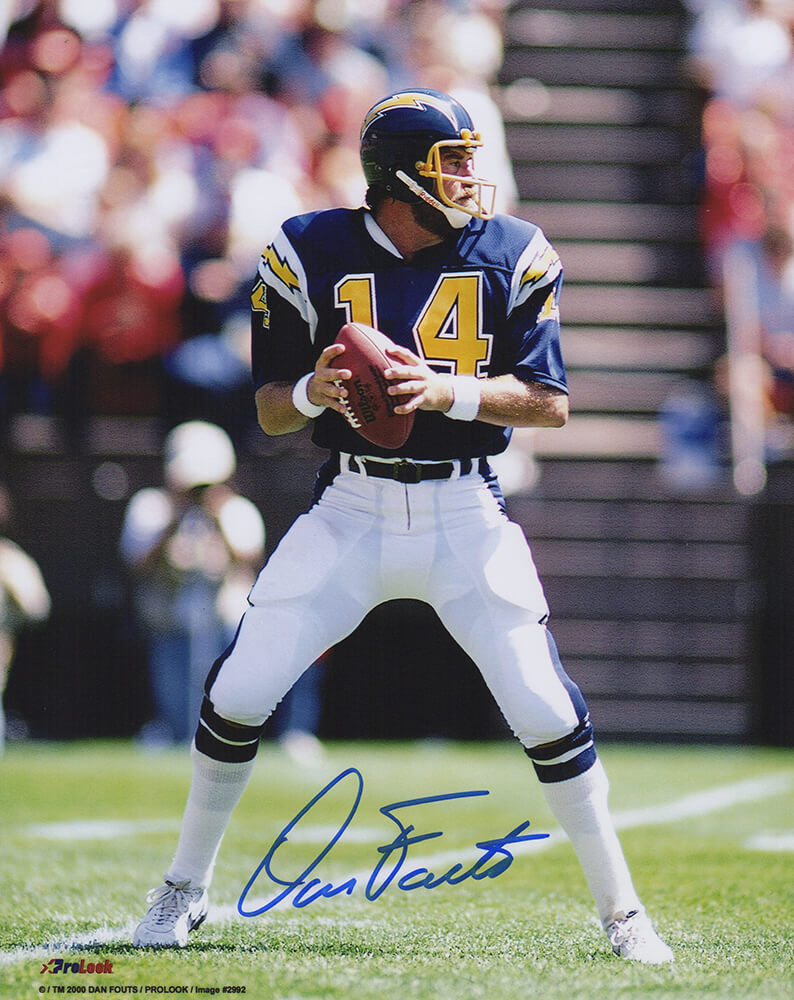 Dan Fouts Signed Chargers Drop Back Action 8x10 Photo (In Blue) - FOU08P301 - Dan Fouts Signed Chargers Drop Back Action 8x10 Photo (In Blue) product image