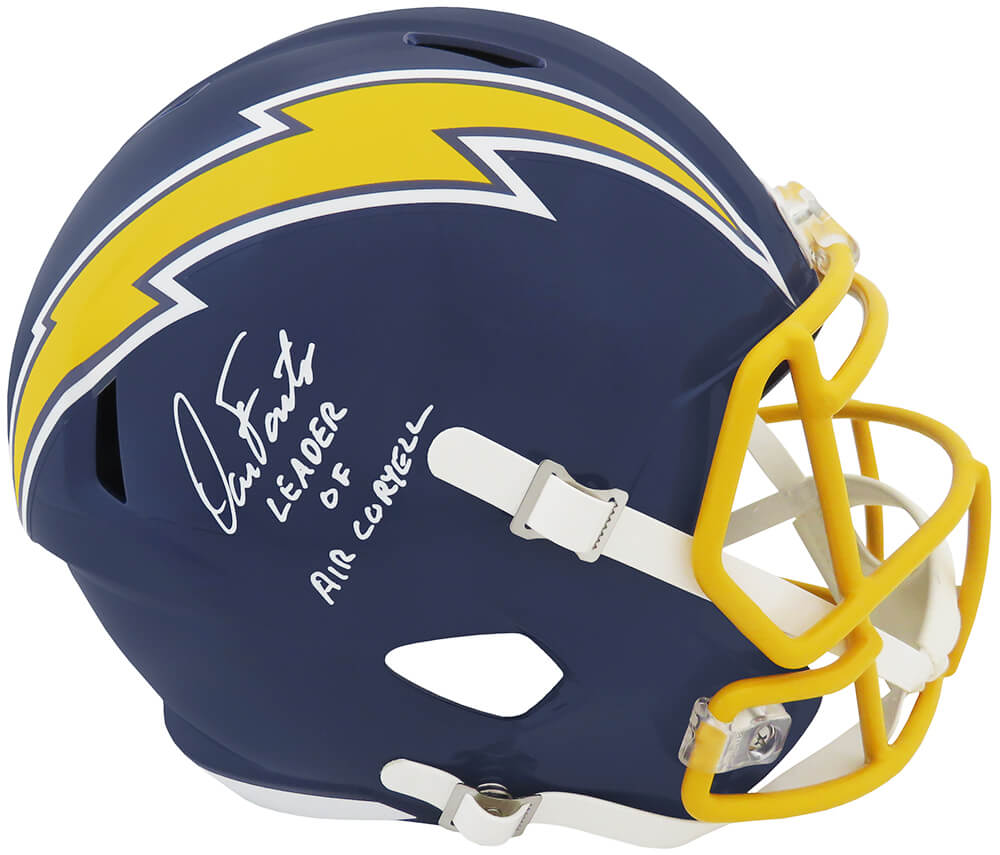 Dan Fouts Signed Chargers Navy T/B Riddell F/S Speed Replica Helmet w/Leader of Air Coryell (White Ink) - FOUREP314 - Dan Fouts Signed Chargers Navy T/B Riddell F/S Speed Replica Helmet w/Leader of Air Coryell (White Ink) product image