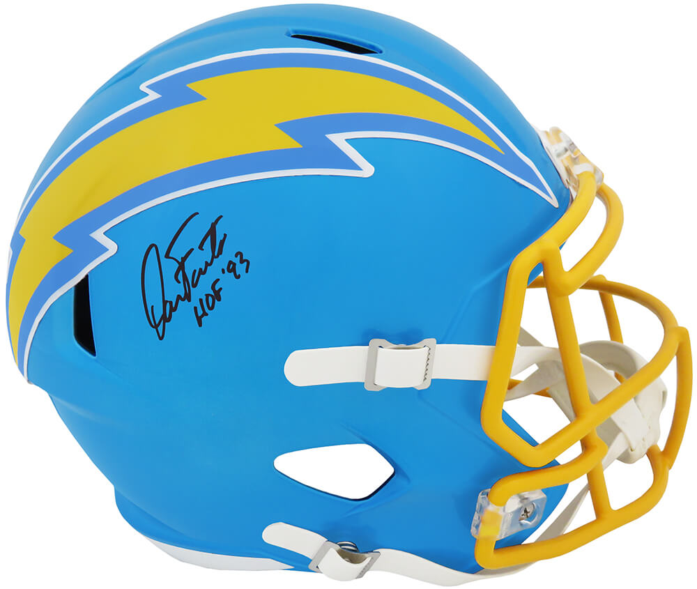 Dan Fouts Signed Chargers FLASH Riddell Full Size Speed Replica Helmet w/HOF'93 (In Black) - FOUREP316 - Dan Fouts Signed Chargers FLASH Riddell Full Size Speed Replica Helmet w/HOF'93 (In Black) product image
