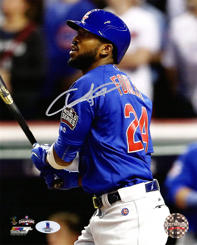Dexter Fowler Signed Chicago Cubs 2016 World Series Game 7 HR Close Up 8x10 Photo - FOW08P106 - Dexter Fowler Signed Chicago Cubs 2016 World Series Game 7 HR Close Up 8x10 Photo product image