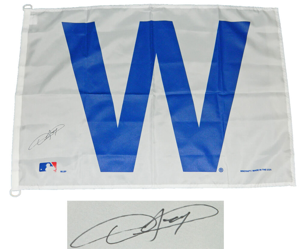 Dexter Fowler Signed Chicago Cubs 27x37 White W Flag - FOWFLG100 - Dexter Fowler Signed Chicago Cubs 27x37 White W Flag product image