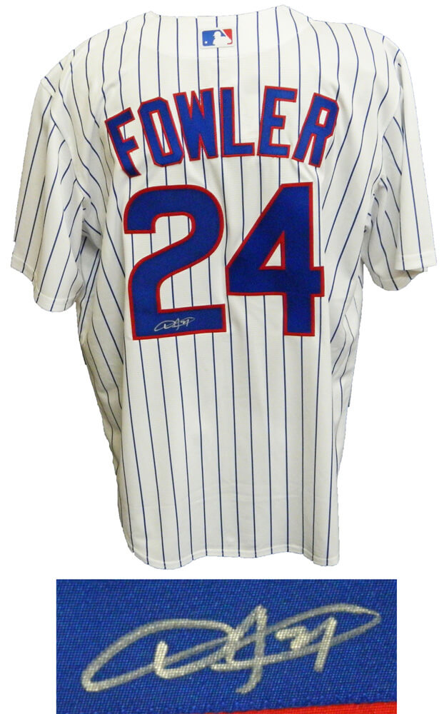 Dexter Fowler Signed Chicago Cubs White Pinstripe Majestic Replica Jersey - FOWJRY100 - Dexter Fowler Signed Chicago Cubs White Pinstripe Majestic Replica Jersey product image