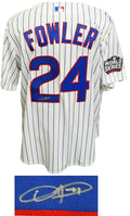 Dexter Fowler Signed Chicago Cubs White Pinstripe 2016 World Series Patch Majestic Replica Jersey - FOWJRY101 - Dexter Fowler Signed Chicago Cubs White Pinstripe 2016 World Series Patch Majestic Replica Jersey product image