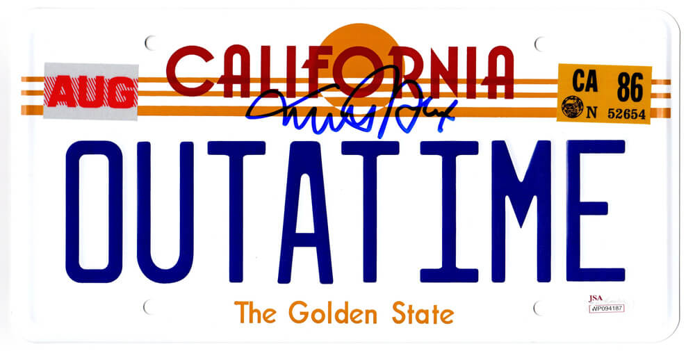 Michael J Fox Signed Back To The Future California 'OUTATIME' Delorean Replica License Plate - FOXOTH500 - Michael J Fox Signed Back To The Future California 'OUTATIME' Delorean Replica License Plate product image