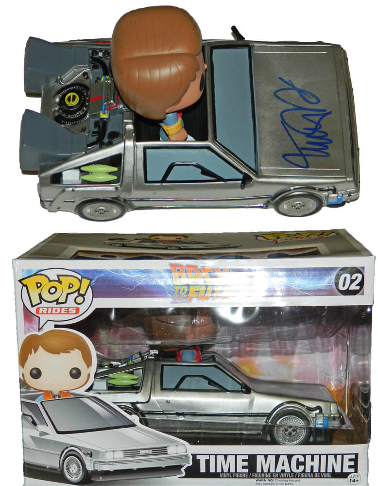 Michael J Fox Signed Back To The Future Delorean Time Machine & Marty McFly Funko Pop Vinyl Doll - FOXOTH505 - Michael J Fox Signed Back To The Future Delorean Time Machine & Marty McFly Funko Pop Vinyl Doll product image