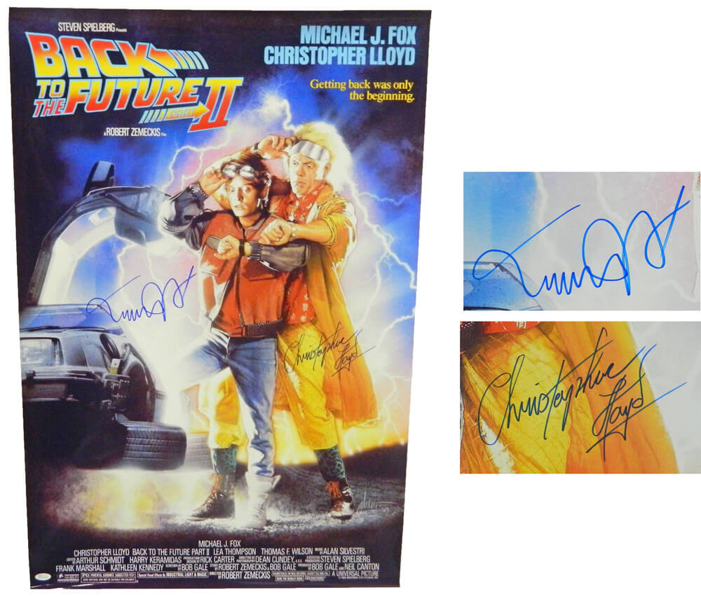 Michael J Fox & Christopher Lloyd Dual Signed Back To The Future Part II 24x36 Movie Poster - FOXPST520 - Michael J Fox & Christopher Lloyd Dual Signed Back To The Future Part II 24x36 Movie Poster product image
