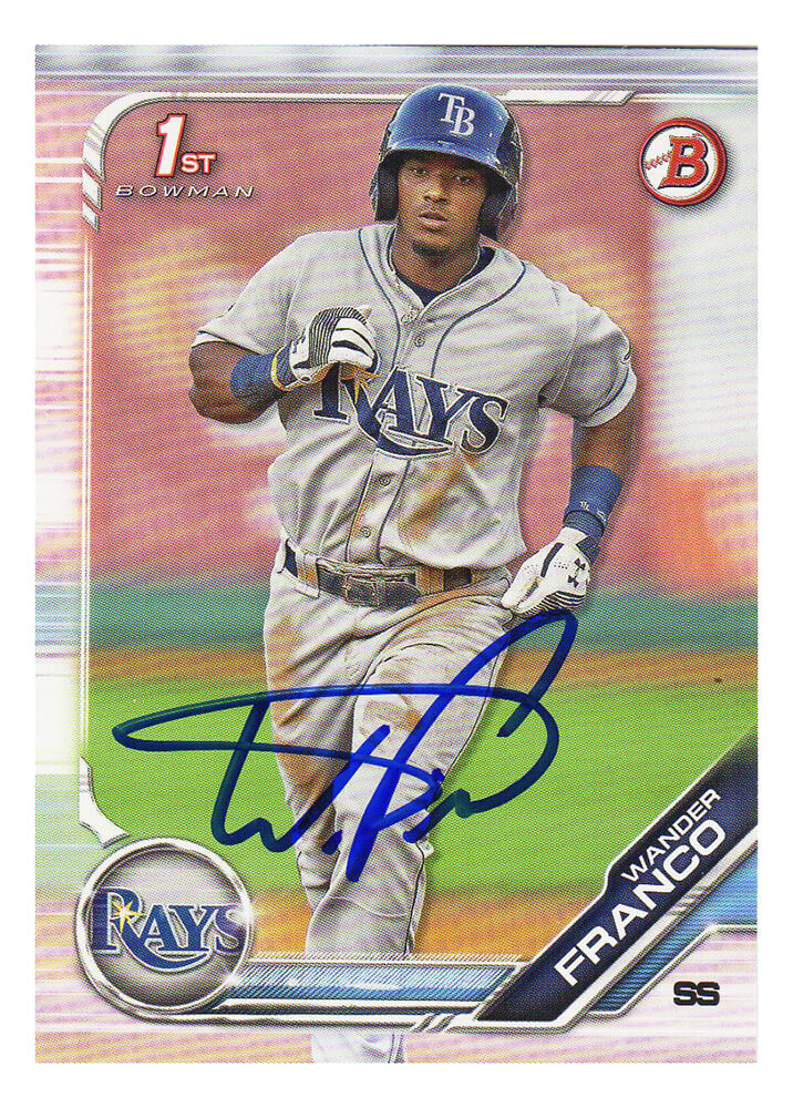 Wander Franco Signed Tampa Bay Rays 2019 Topps Bowman (1st Bowman) Baseball Rookie Card #BP-100 - FRACAR100 - Wander Franco Signed Tampa Bay Rays 2019 Topps Bowman (1st Bowman) Baseball Rookie Card #BP-100 product image