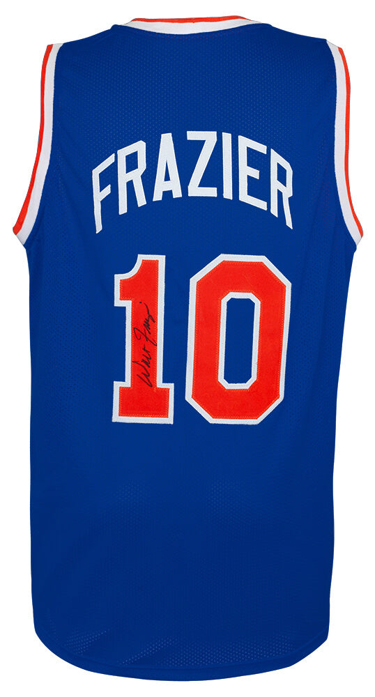 Walt Frazier Signed Blue Custom Basketball Jersey - FRAJRY200 - Walt Frazier Signed Blue Custom Basketball Jersey product image