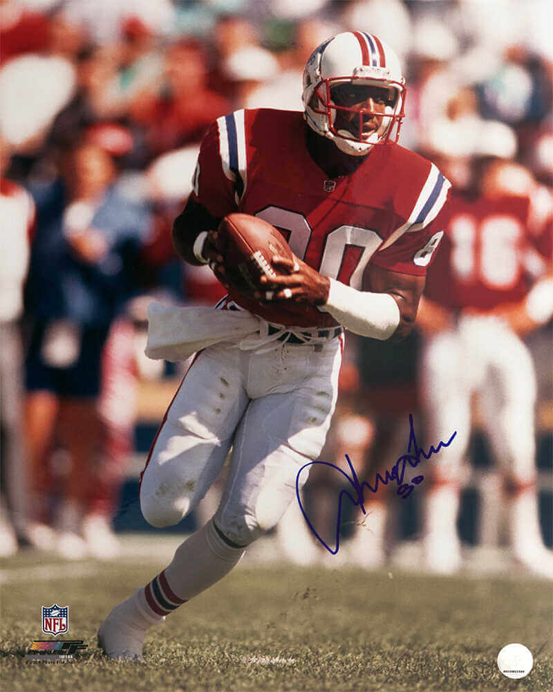 Irving Fryar Signed New England Patriots Red Jersey Action 16x20 Photo - FRY16P300 - Irving Fryar Signed New England Patriots Red Jersey Action 16x20 Photo product image