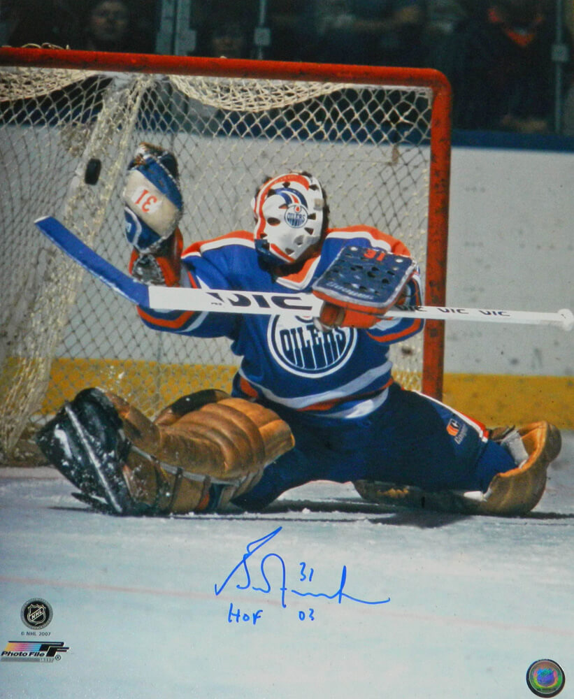 Grant Fuhr Signed Edmonton Oilers Goalie Action 16x20 Photo w/HOF 03 - FUH16P400 - Grant Fuhr Signed Edmonton Oilers Goalie Action 16x20 Photo w/HOF 03 product image