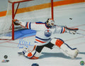 Grant Fuhr Signed Edmonton Oilers Goalie Stretch Save Action 16x20 Photo w/HOF 03 - FUH16P401 - Grant Fuhr Signed Edmonton Oilers Goalie Stretch Save Action 16x20 Photo w/HOF 03 product image