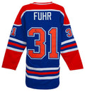 Grant Fuhr Signed Blue Throwback Custom Hockey Jersey w/HOF'03 - FUHJRY400 - Grant Fuhr Signed Blue Throwback Custom Hockey Jersey w/HOF'03 product image