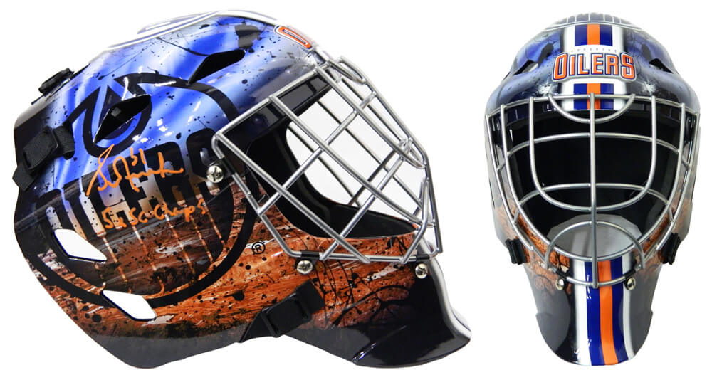 Grant Fuhr Signed Edmonton Oilers Franklin Replica Hockey Goalie Mask w/5x SC Champs - FUHMAS405 - Grant Fuhr Signed Edmonton Oilers Franklin Replica Hockey Goalie Mask w/5x SC Champs product image
